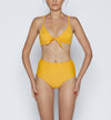 Swimsuit Yellow tie knot bow bikini swimwear top. Adjustable straps. high waisted bikini bottom. medium to full coverage bikini swimwear bottom. Zai Swim Shop bikini online