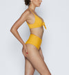 Swimsuit Yellow tie knot bow bikini swimwear top. Adjustable straps. high waisted bikini bottom. medium to full coverage bikini swimwear bottom. Zai Swim Shop bikini online