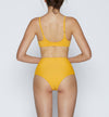 Swimsuit Yellow tie knot bow bikini swimwear top. Adjustable straps. high waisted bikini bottom. medium to full coverage bikini swimwear bottom. Zai Swim Shop bikini online